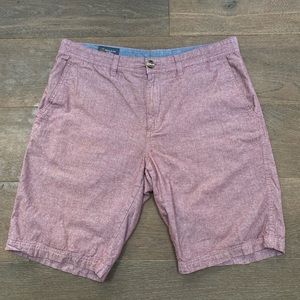 Wallin & Bros flat front burgundy red chambray shorts size 34